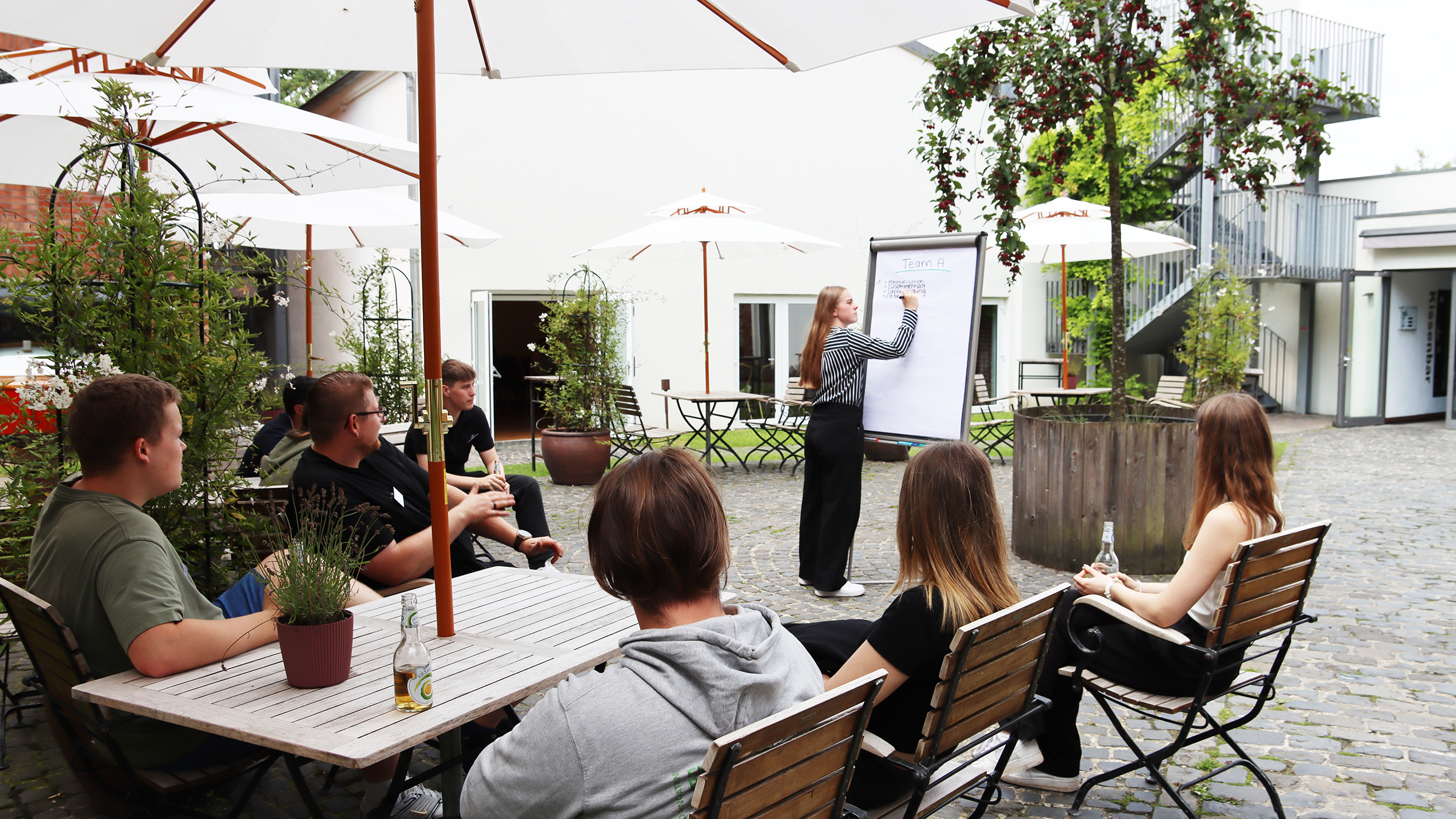 Reflexion zum Abschluss – Azubis sammeln gemeinsam ihre Learnings aus den verschiedenen Teambuilding-Aktionen.